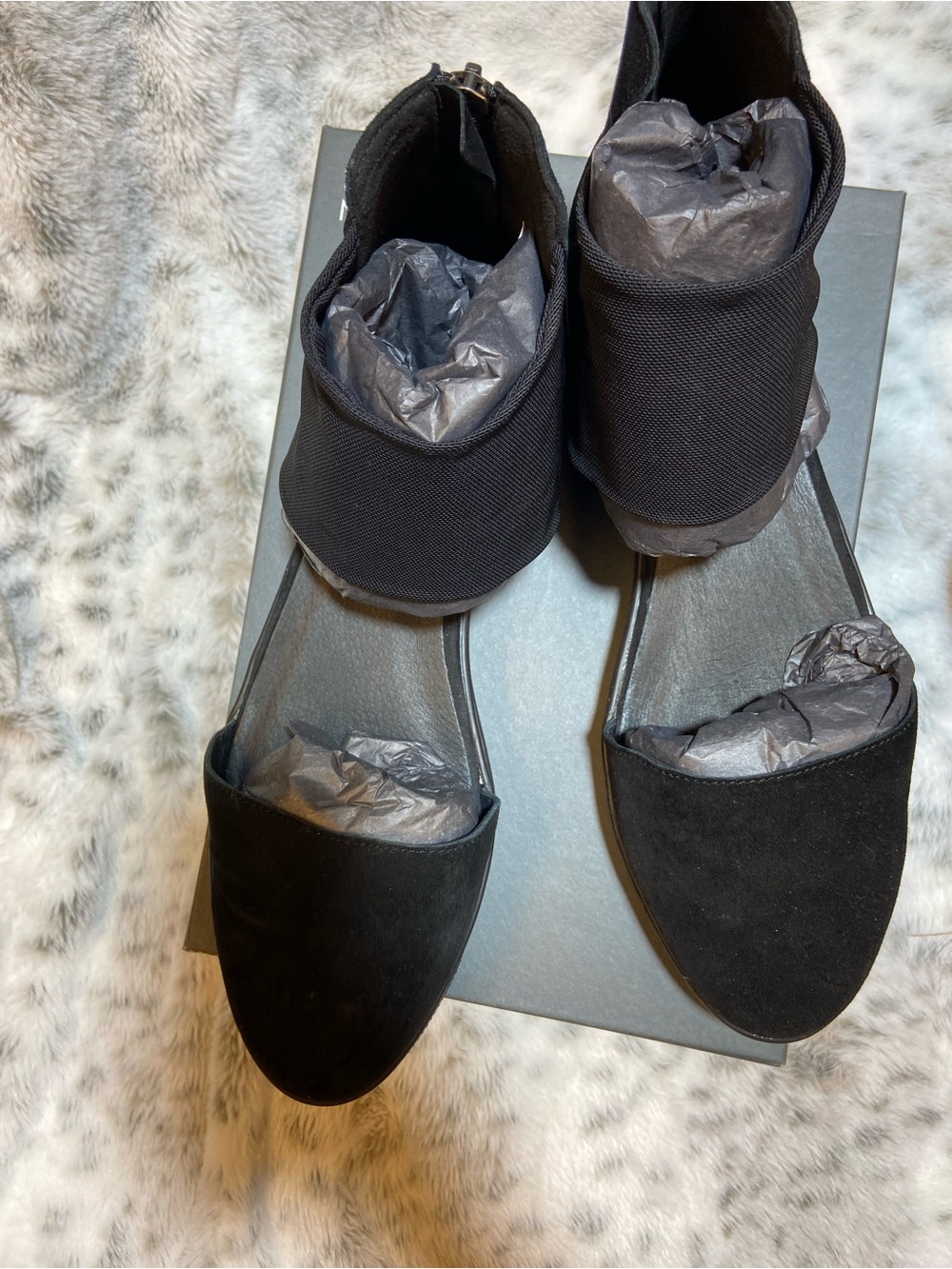 Eileen Fisher Black Suede & Stretch Flats